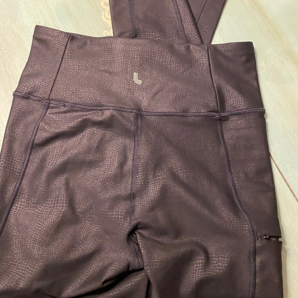 LOLE New snake print black leggings support waistband pockets size small